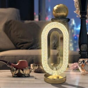 lampe de table ovale led en cristal